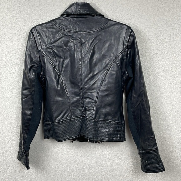 Kenneth Cole Reaction Faux Leather Vegan Moto Biker Jacket Black Sz M - Picture 4 of 14
